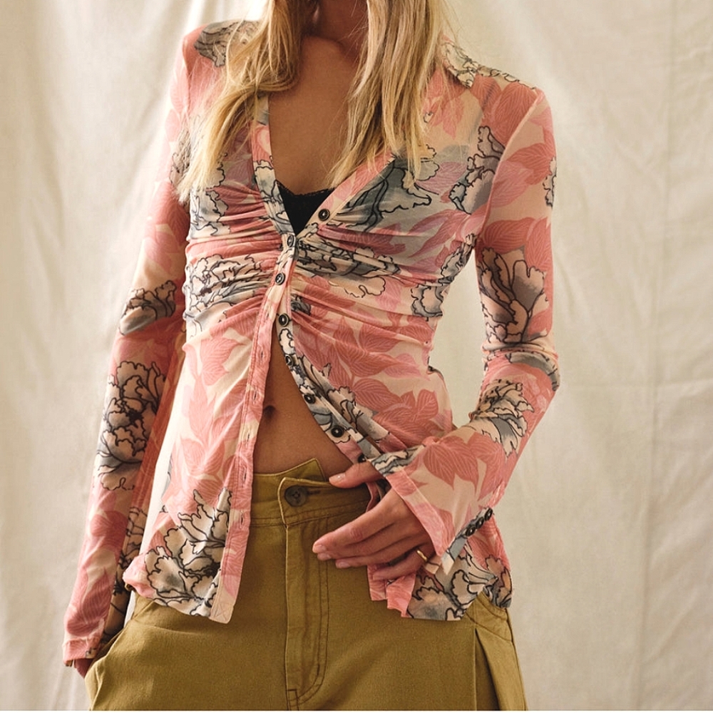 Free People Lucky Shirtee - Peach Bloom